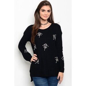 🆕jeweled chunky black sweater